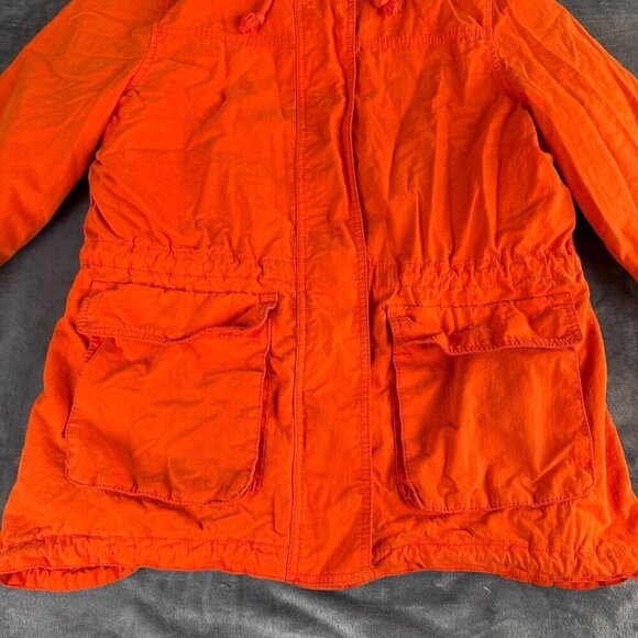 Old Navy Women’s Orange Jacket Coat Sz Large Anorak Hooded Removable Lined Y2K - Picture 5 of 14